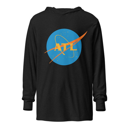 ATL Unisex Hooded Long Sleeve T-Shirt with NASA Meatball Design in MARTA Colors